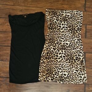 Black and Leopard Print Dress Set Size Large